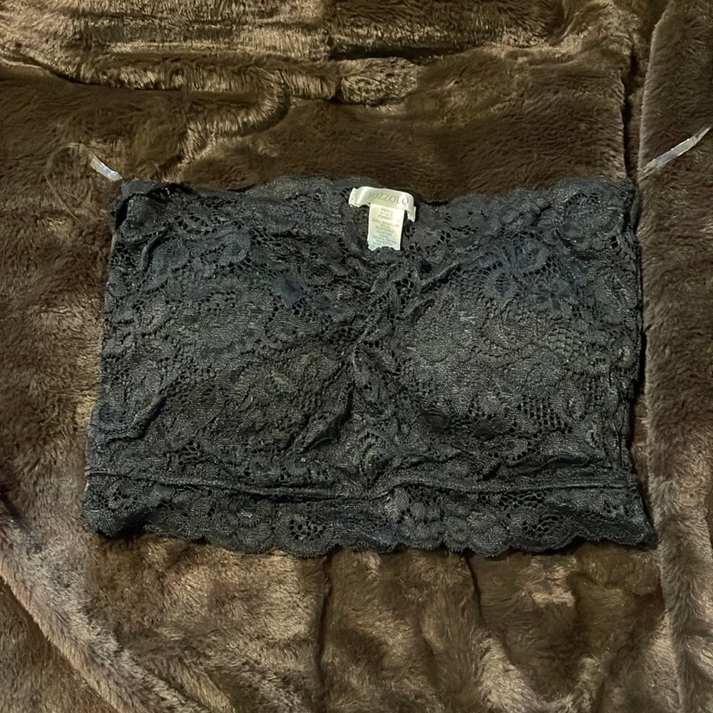 Black lace crop top